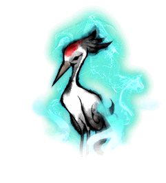 Ink-Shaded Red-Crowned Crane
